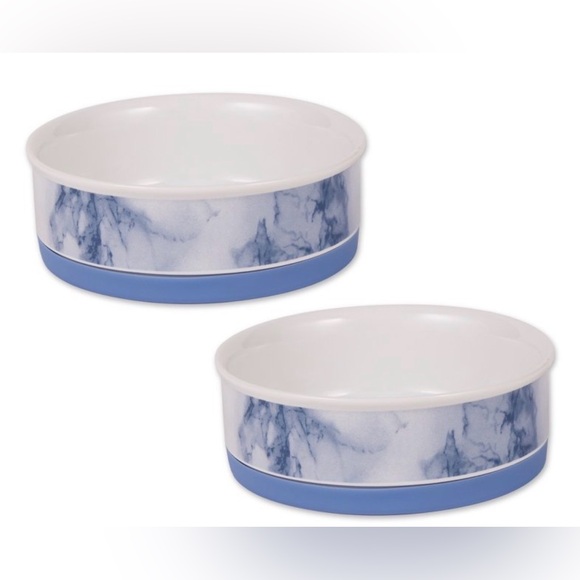 Bone Dry Other - Bone Dry Blue Marble Large Pet Bowl - 2 Pack